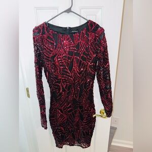 NEVER WORN Burgundy sequin long sleeve mini dress